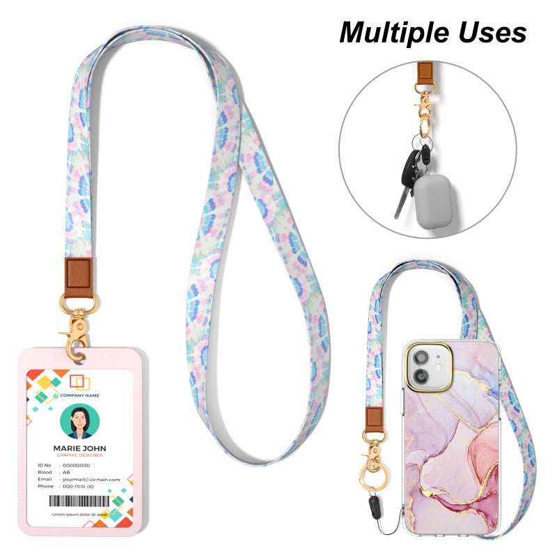 Hsxnam Neck Lanyard Key Chain  Long Lanyard Strap Keychain Holder for Women Men Car Keys ID Badges Card Wallet Phone Camera  Colorful Flowers - Image 4